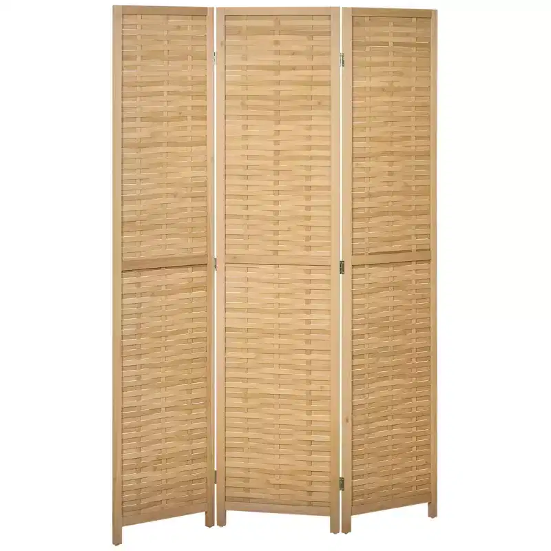 Room Divider, 5.5' Tall Bamboo Portable Folding Privacy Screens, Hand-Woven Double Side Partition Wall Dividers for Home, Natural