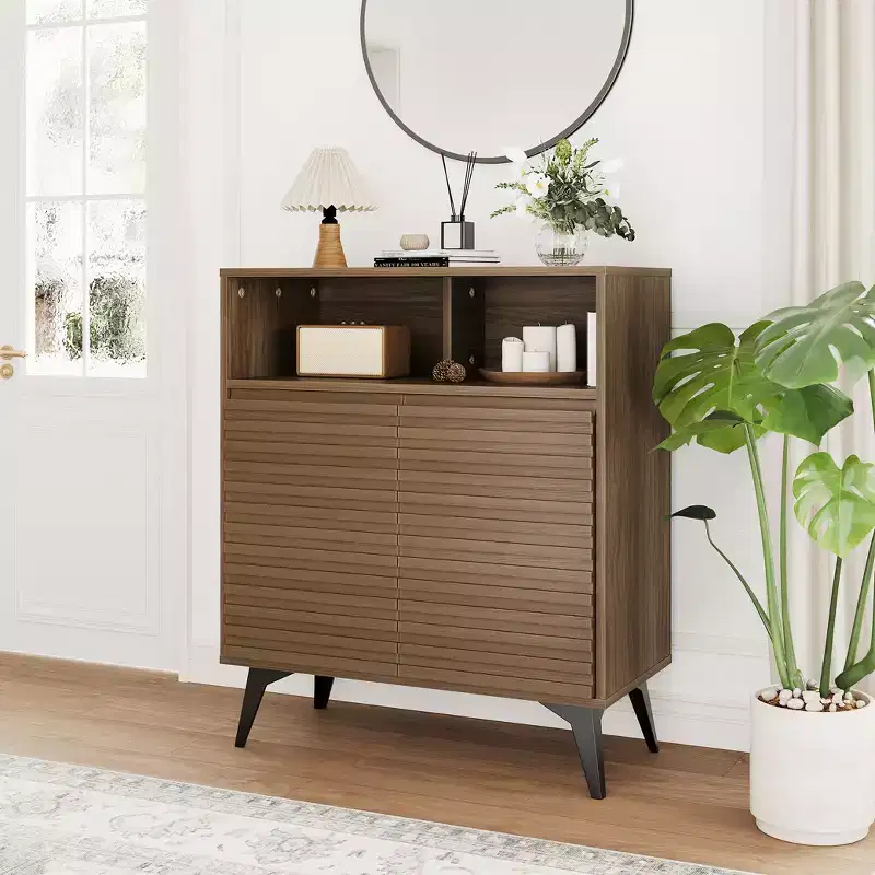 Fluted Sideboard Cabinet with Adjustable Shelves, Modern Buffet Storage Cabinet for Kitchen, Living Room, Dining Room, or Entryway