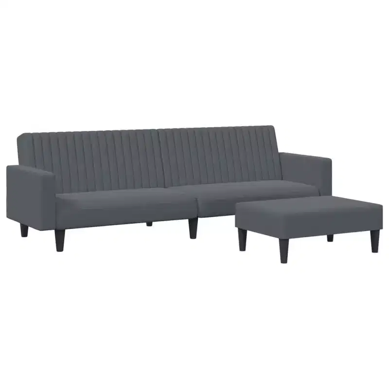 vidaXL 2-Piece Convertible Sofa Bed Set with Footstool in Luxurious Dark Gray Velvet, Versatile Furniture for Living Room or Den