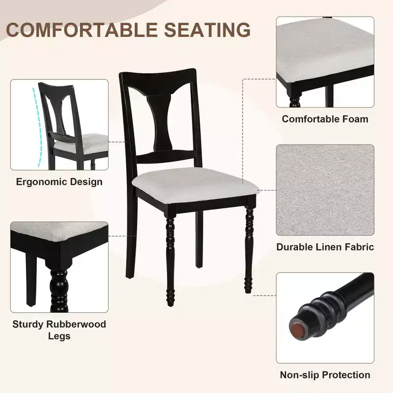 7-Piece Extendable Dining Set with 60-78 Table and 6 Upholstered Chairs