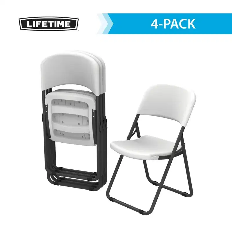 Light Commercial Loop Leg Folding Chair – 4-Pack, White, Indoor/Outdoor