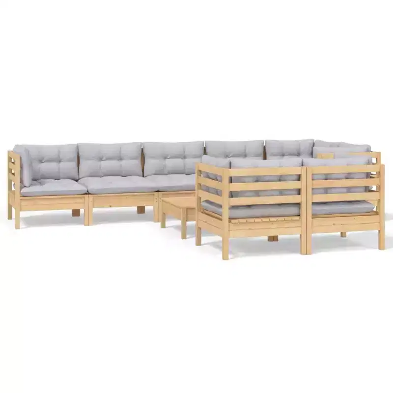 vidaXL Garden Lounge Set with Cushions - Solid Pinewood
