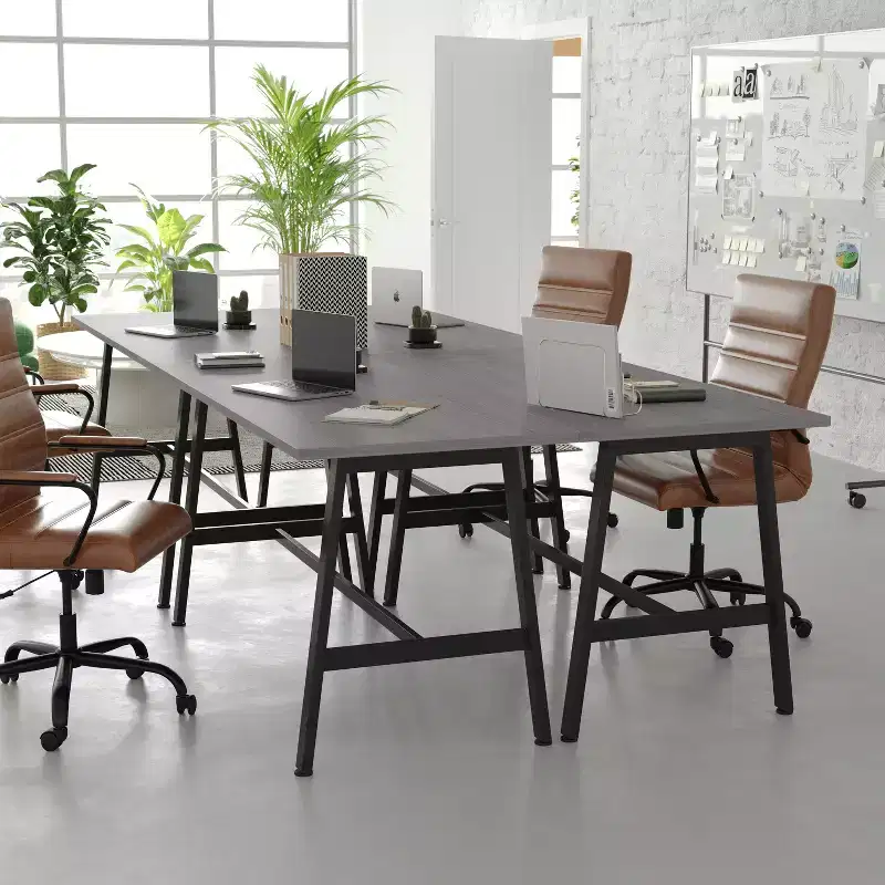 Flash Furniture Redmond Commercial 60x24 Conference Table with 1 Thick Double Sided Laminate Table Top with PVC Edging and Heavy Duty A-Frame Steel Base