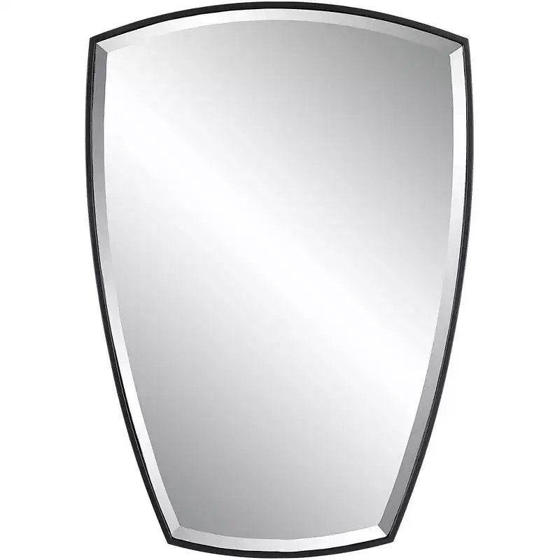 Uttermost Crest Satin Black 25 1/4 x 36 Shield Wall Mirror