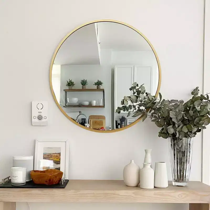 Modern Round Gold Metal Bathroom Vanity Mirror  Wall Mounted