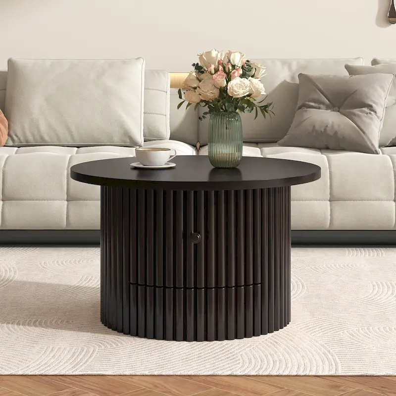 30.5 MDF Coffee Table with Drawer & Slat Base