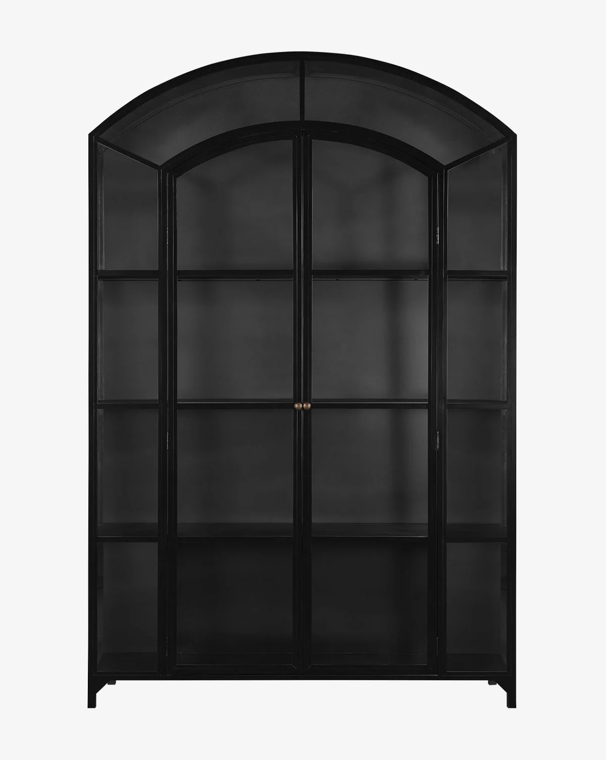 Industrial Iron & Glass Wide Cabinet with Arched Top for Living Room