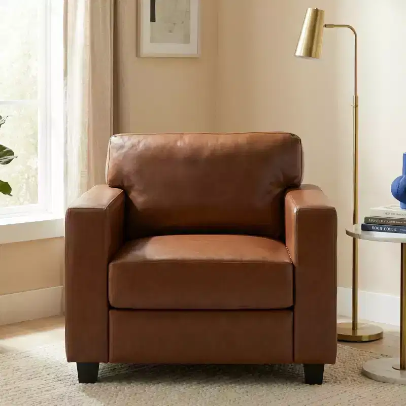 Accent Chair Upholstered Single Sofa Chair Club Chair Armchair Reading Chair Leisure Chair with Soft Cushion, Brown