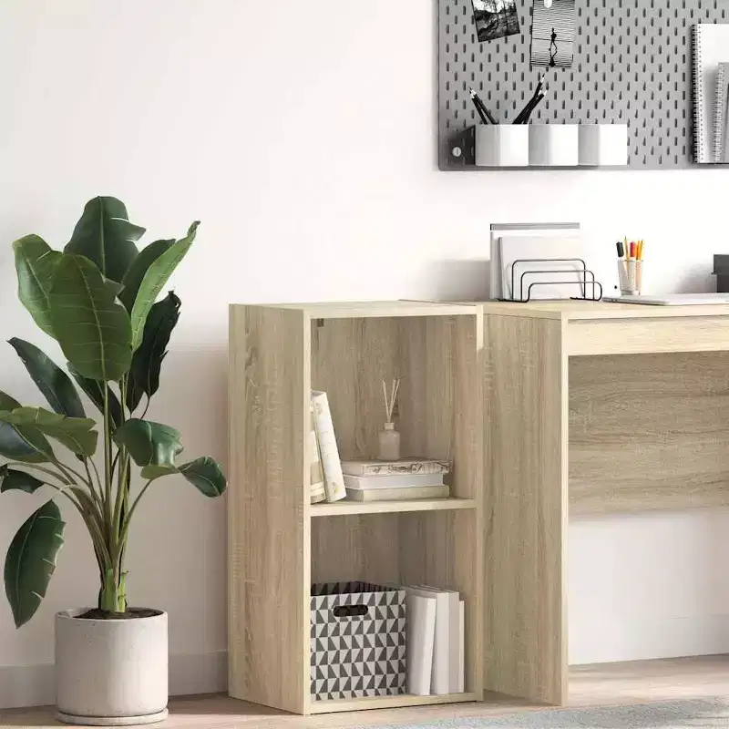 Book Cabinet, Sonoma Oak Engineered Wood, 30.1 in Height, 2 Tiers