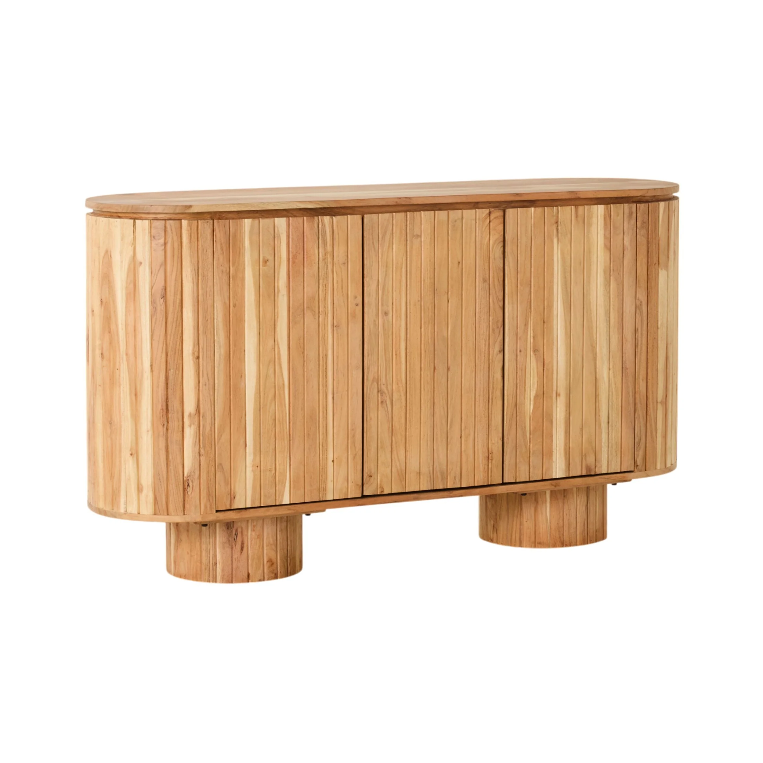 Kade Acacia Wood 3-Door Sideboard | 140cm | Vertical Ribbing | Modern Storage