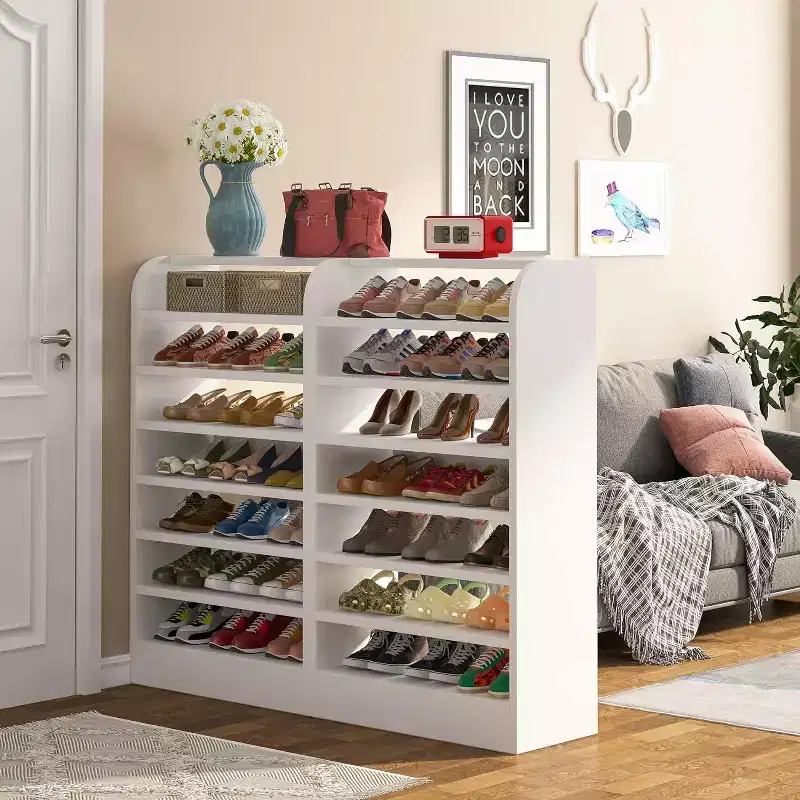 Tribesigns 8-Tier Open Wooden Shoe Cabinet