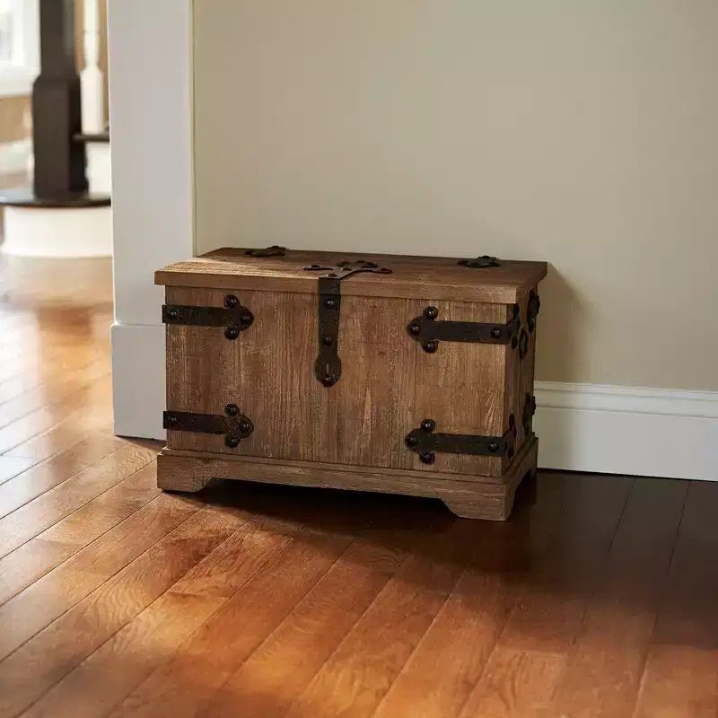 Black Victorian-Style Decorative Storage Trunk, Small, 1-Person Use
