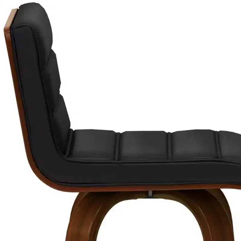 WyndenHall Madigan Barstool Black: Mid-Century Modern, Adjustable Height, Faux Leather Upholstery, Wood & Metal Frame