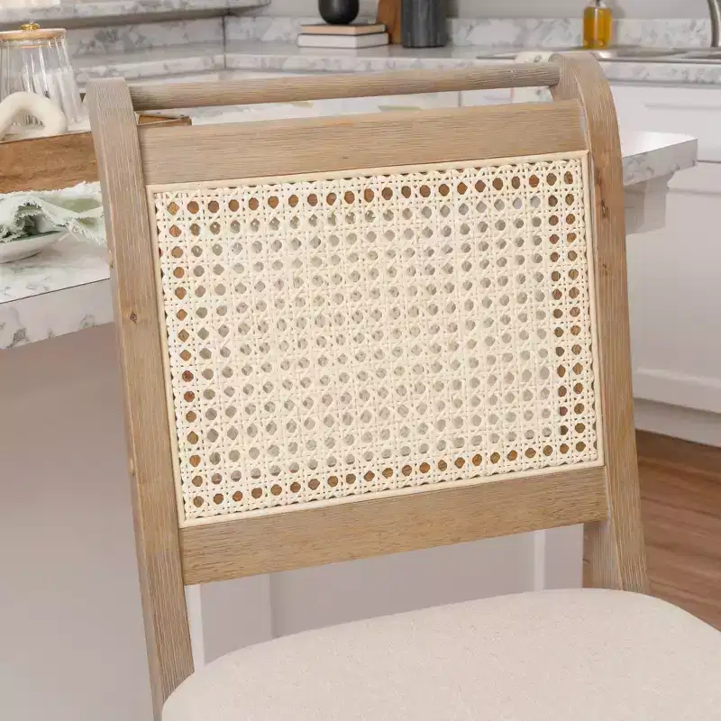 Linon Emmy Cane Counter Height Barstool Natural
