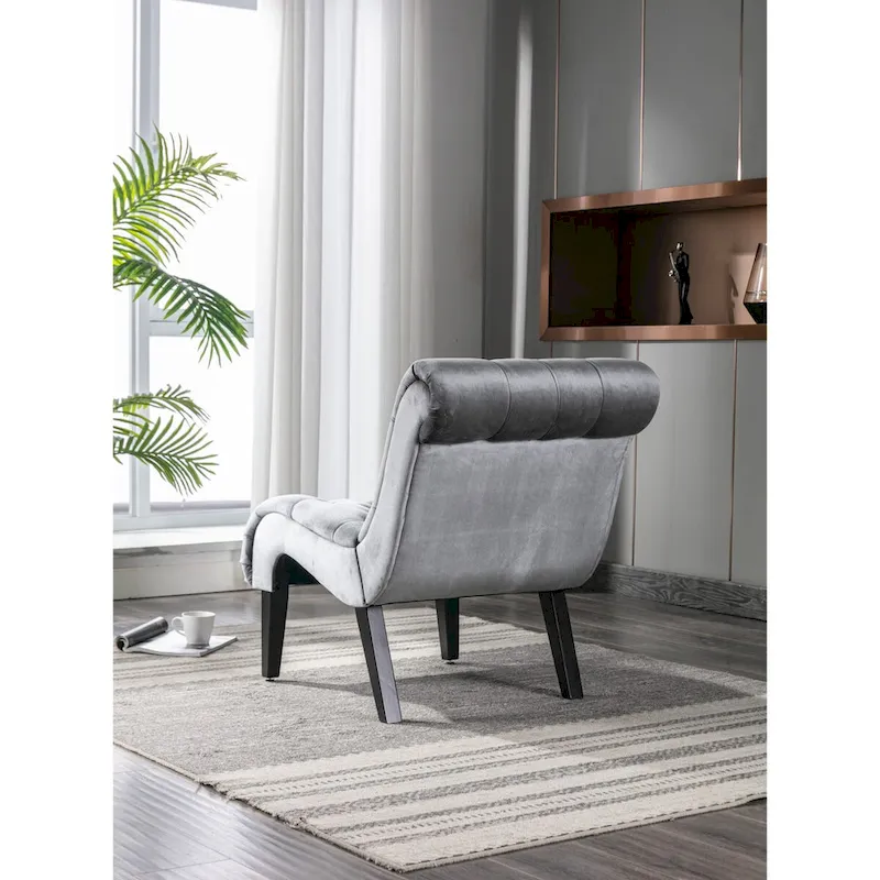 Velvet Armless Accent Chair, Button Tufted Slipper Chair, Side Chair, Lounge Chair