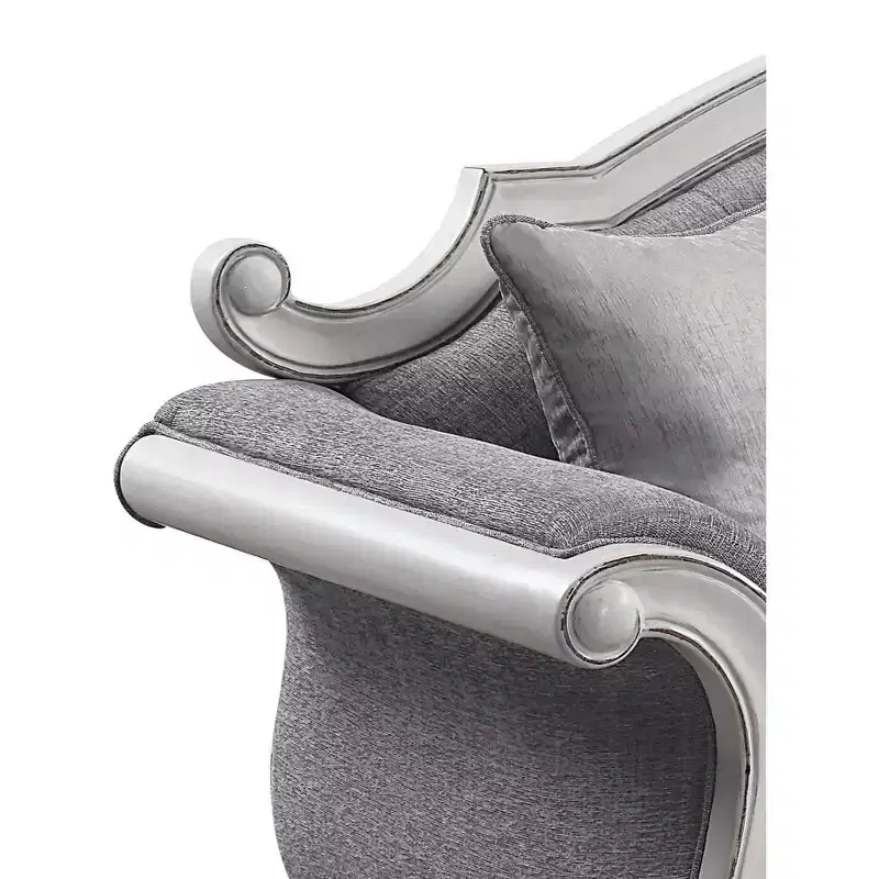 71 Florian Sofa Gray Fabric and Antique White Finish - Acme Furniture