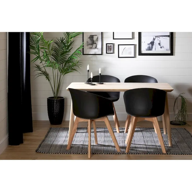 Set of 2 Dining Chairs with Wood Legs