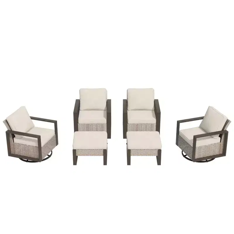UPTION 6-Piece Wicker Outdoor Sectional Set Patio Conversation