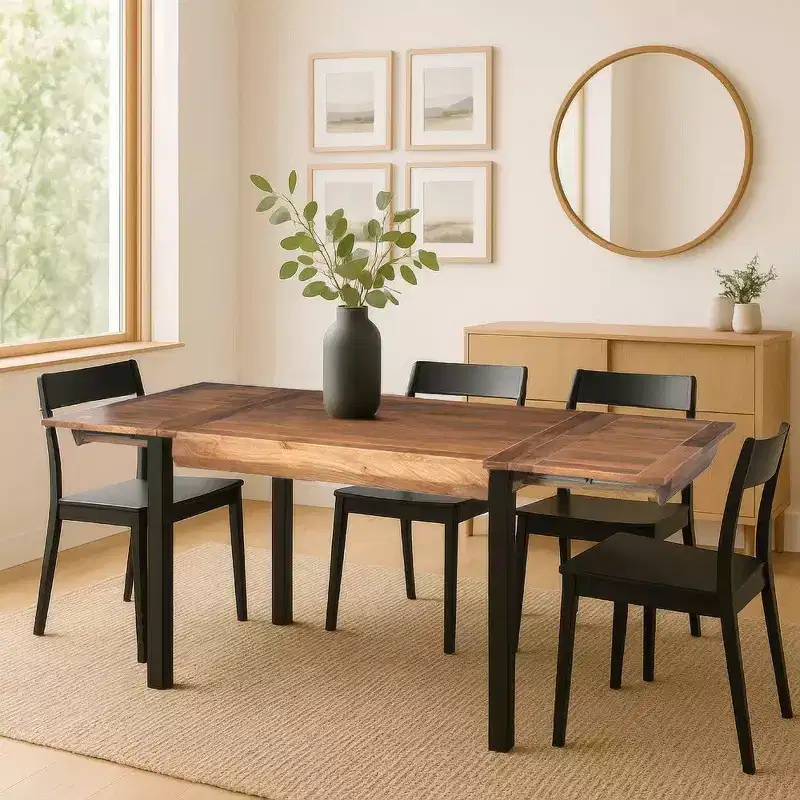 Brown & Black Extendable Rectangular Dining Table – Seats 6–8
