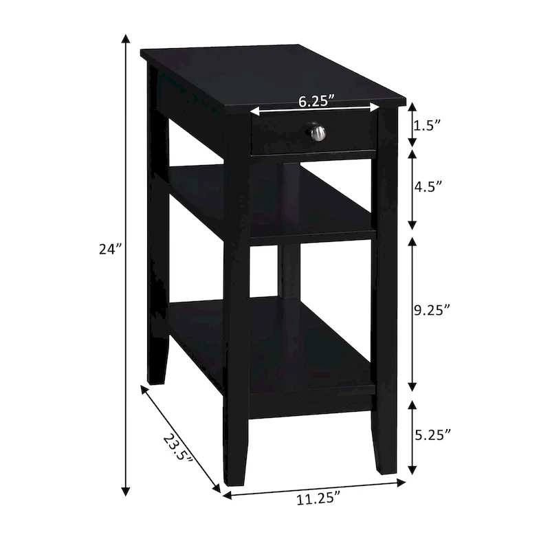 1 Drawer Chairside End Table with Charging Station and Shelves