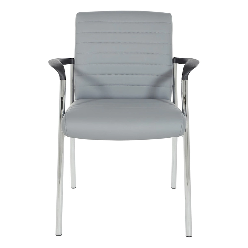 Guest Chair with Faux Leather and Chrome Frame