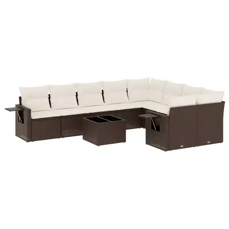 vidaXL 10 Piece Patio Sofa Set with Cushions Poly Rattan, Modular Outdoor Sectional, Multiple Colors/Models