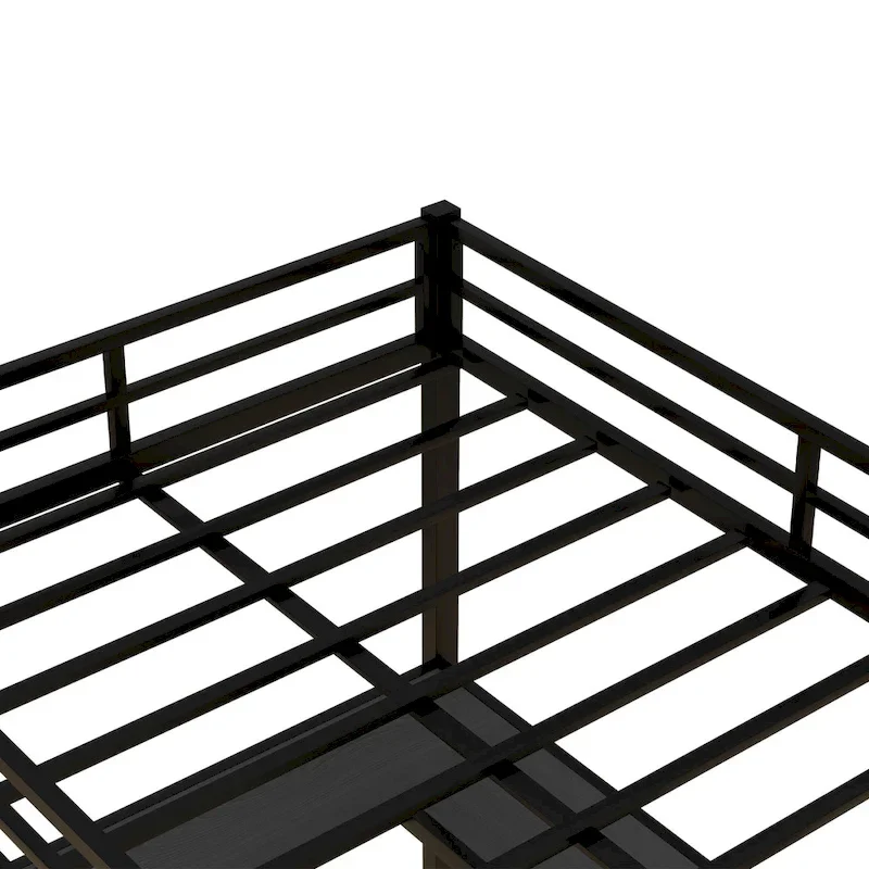 Full Metal Loft Bed with Desk and Shelves