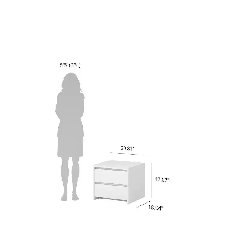 2-Drawer Nightstand, Jackson Hickory/White High Gloss & White, Single