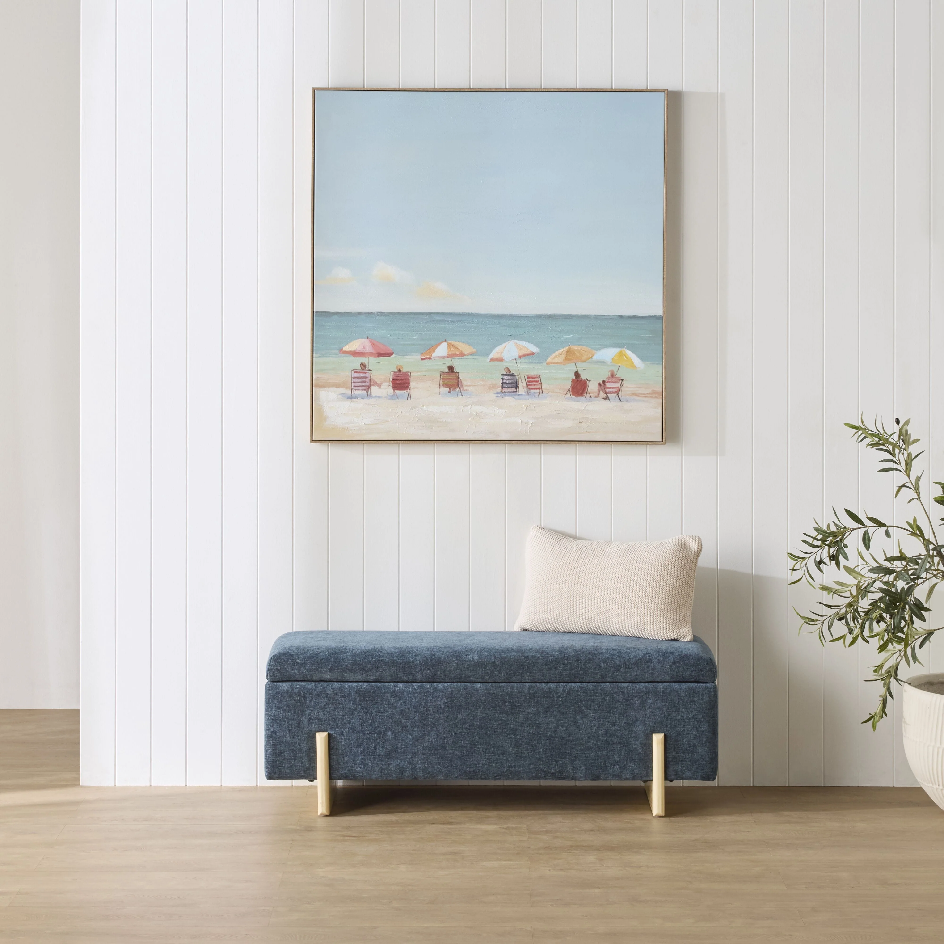 Chenille Storage Bench Mineral Blue