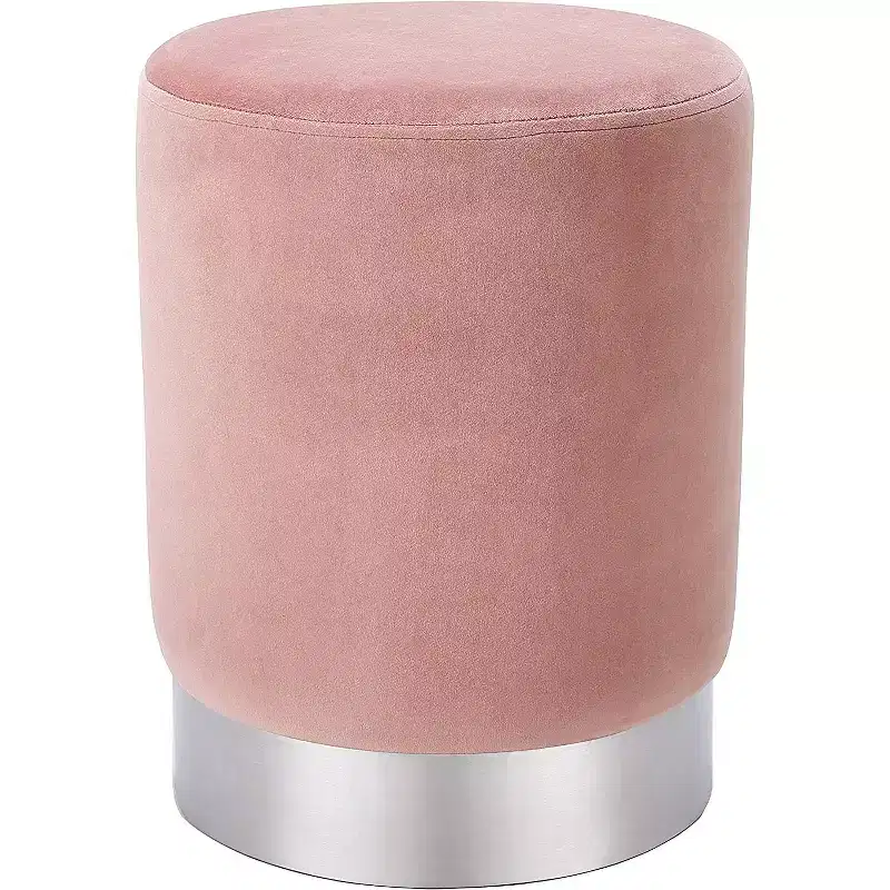 BirdRock Home Round Velvet Ottoman Foot Stool - Dusty Rose