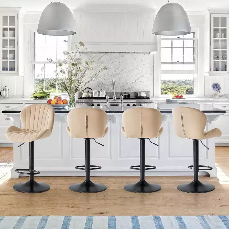 TUYOHW Adjustable Height Faux Leather Bar Stools Set of 2,Swivel Bar Chair with Footstool,Counter Height Chairs for Kitchen,Office,Home Bar