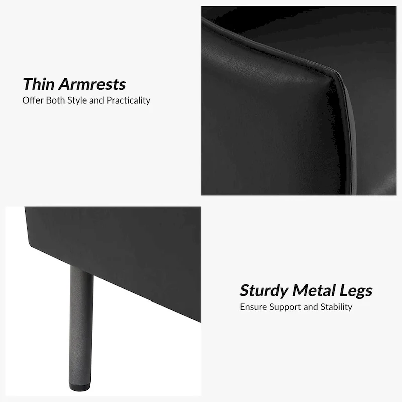 Christopher Modern Anti-scratch Fabric Armchair with Black Metal Legs Set of 2 by HULALA HOME