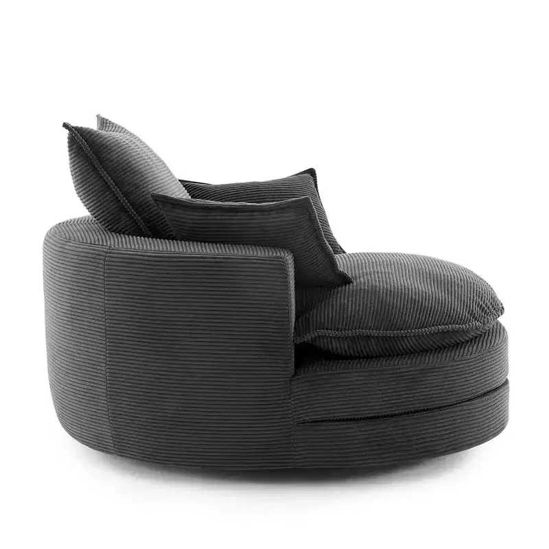 360 Swivel Barrel Chair with Dual-Layer Cushion Design
