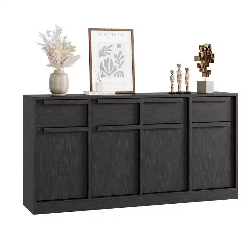 Modern Sideboard Buffet Cabinet,Large Coffee Storage Cabinet with Wood Grain Panels, Multi-Functional Storage for Living Room