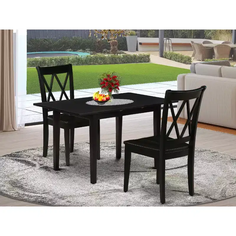 HomeStock Modern 3 Piece Dining Table Set Black