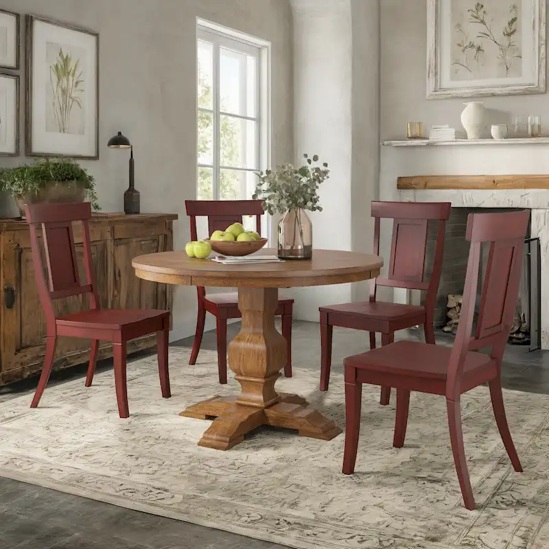Ronda 45 Round Solid Wood Top Dining Set with Panel Back Chairs