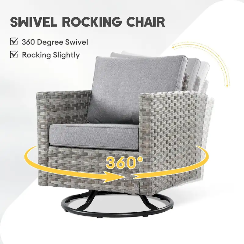 XIZZI 9-piece Patio Furniture Sectional Set with Swivel Rocking Chairs