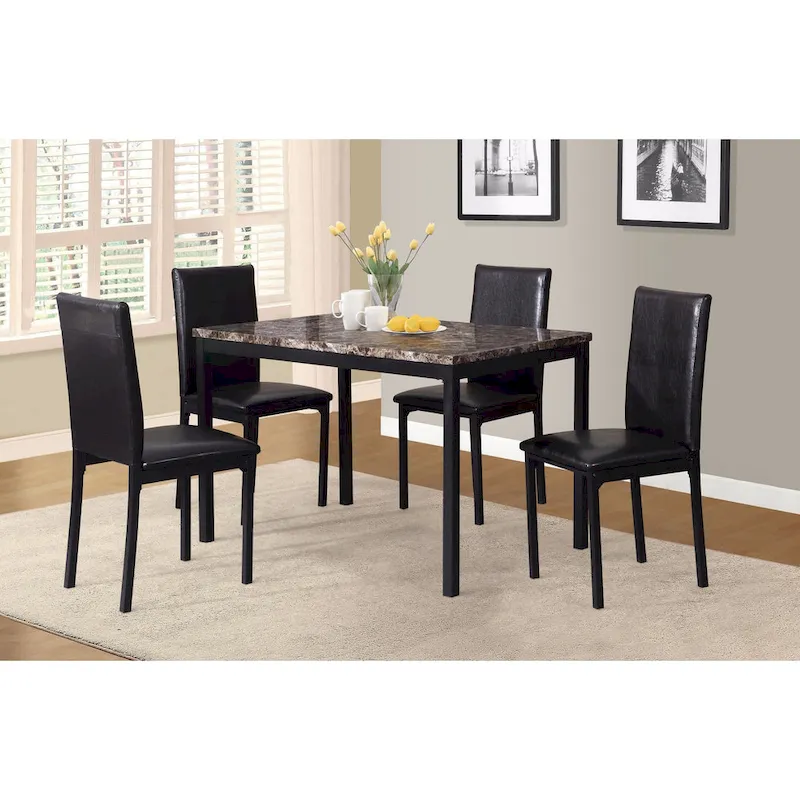 Roundhill Furniture Noyes Metal Dining Table with Laminated Faux Marble Top