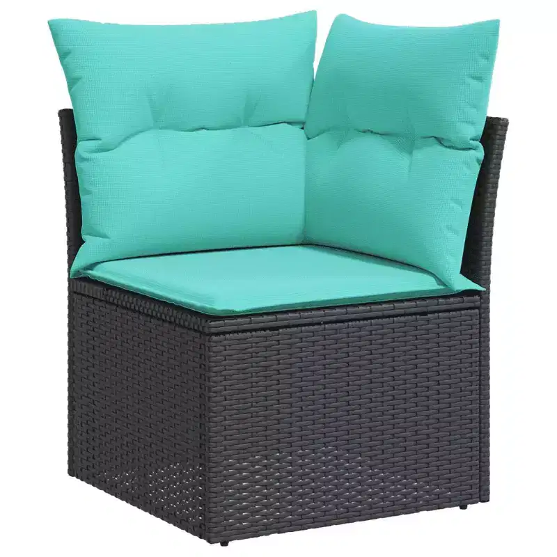 vidaXL 9 Piece Patio Sofa Set with Cushions Black Poly Rattan