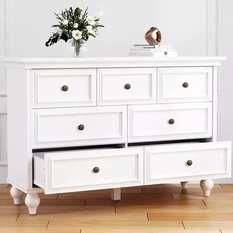 Vintage Dresser for Bedroom with 7 Drawers, Vintage Design Wood Drawer Dresser Chest of Drawers for Closet, Living Room, Hallway, Nursery