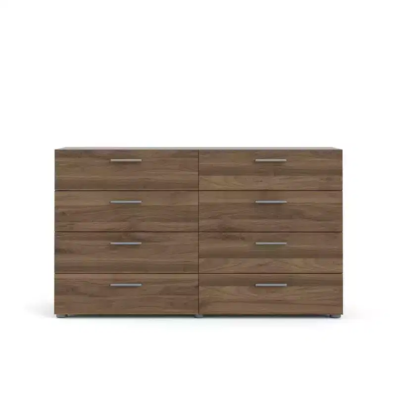 8-Drawer Double Dresser - Walnut Finish