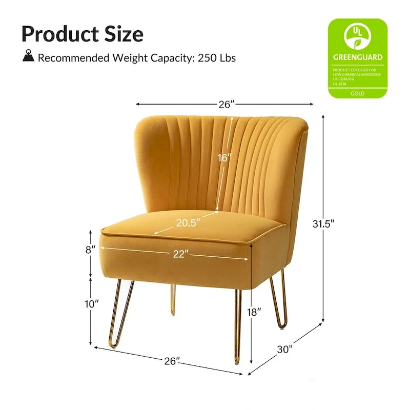 Barto Modern Velvet Tufted Side Chair with Golden Legs by HULALA HOME