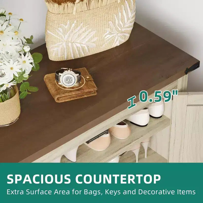 6-Tier Wooden Shoe Rack Storage with Adjustable Shelves for Hallway
