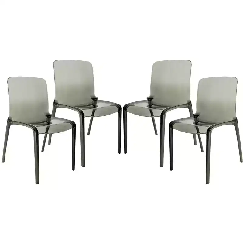 Mid-Century Modern Dining Chair - Waterfall Edge Design Acrylic, Ergonomic And Stackable