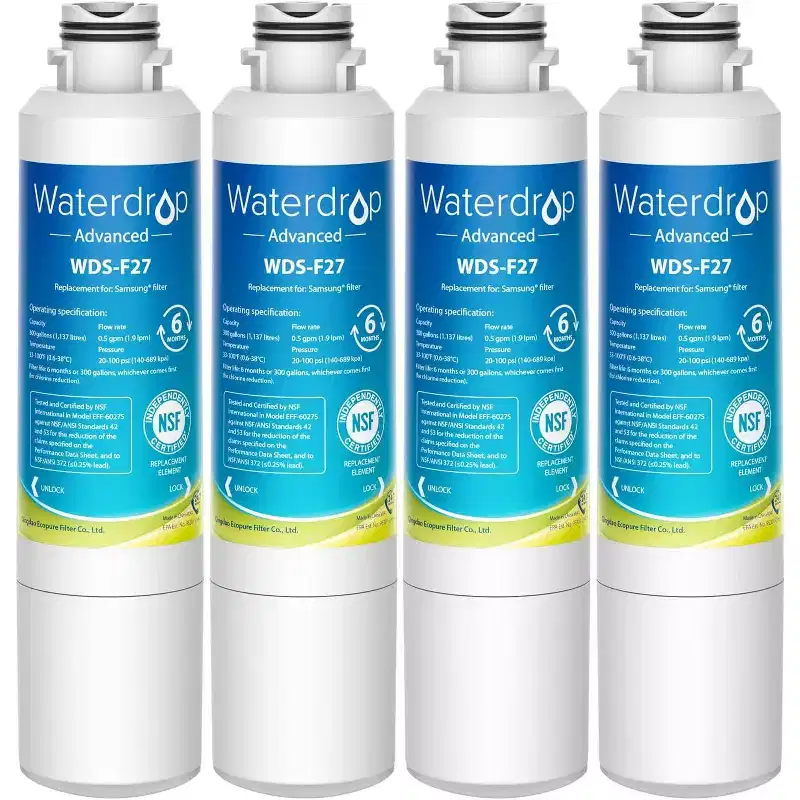 Waterdrop NSF 53and42 Certified DA29-00020B Refrigerator Water Filter, Compatible with Samsung DA29-00020B, DA29-00020A, Pack of 4