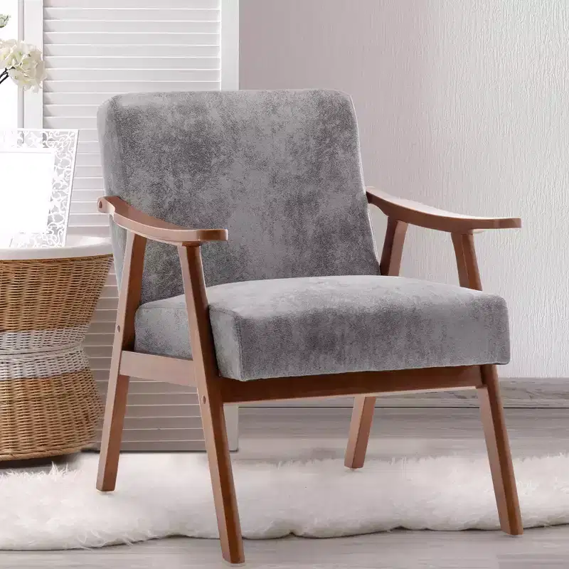 Leisure Accent Chair Living Room Chair with Extra-Thick Backrest Wingback Armchair with Solid Wood Legs for Reading Room Bedroom