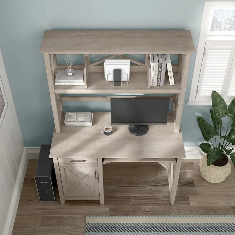 Key West 48W Small Computer Desk with Hutch by Bush Furniture