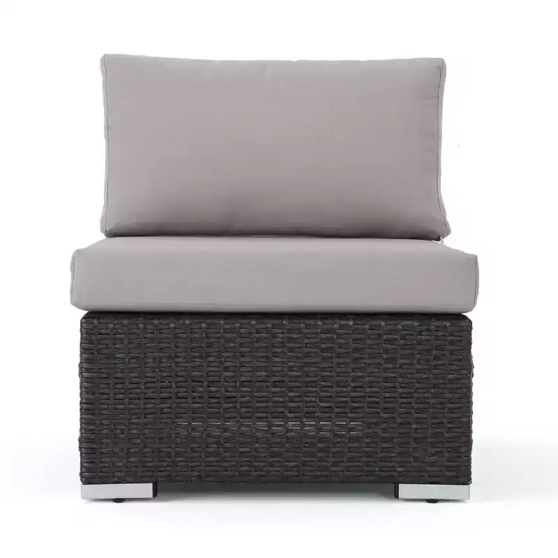 Christopher Knight Home 5pc Santa Rosa Wicker Outdoor V-Shaped Sectional Furniture Sofa Set Gray/Light Gray