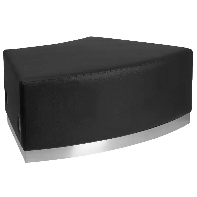 Modular Backless Convex Chair with Brushed Stainless Steel Base