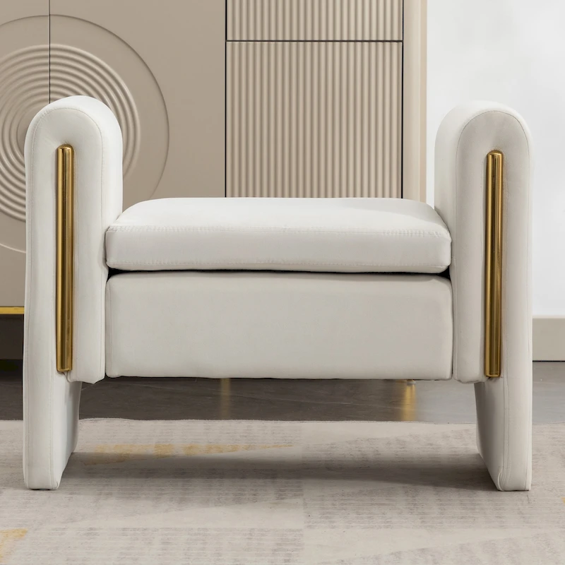 Velvet Fabric Single Bench Shoe Bench Makeup Bench For Bedroom Indoor